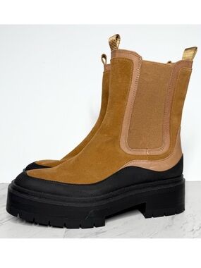 Sam Edelman Lulia Lug Sole Chelsea Brown Suede Boot 8M